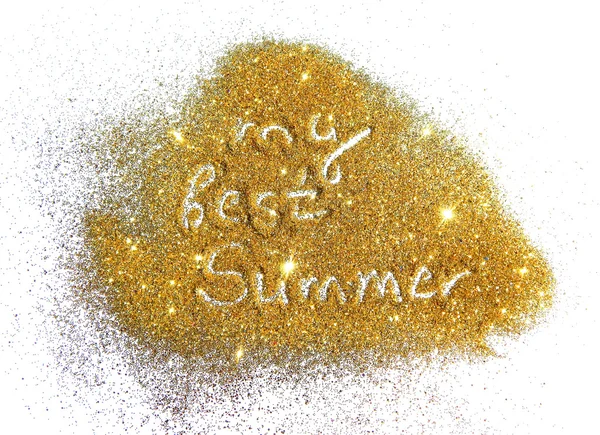 Надпись My Best Summer on golden glitter sparkle on white background — стоковое фото