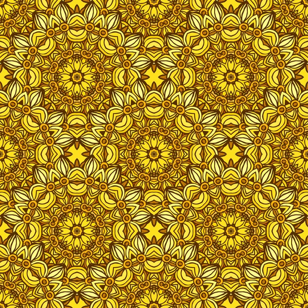 Motif sans couture avec de beaux Mandalas aux couleurs jaunes tendance. Illustration vectorielle — Image vectorielle