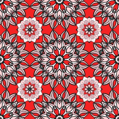 Mandalalar ile Seamless modeli. Vektör süsleri tasarımınız için modaya uygun renklerde