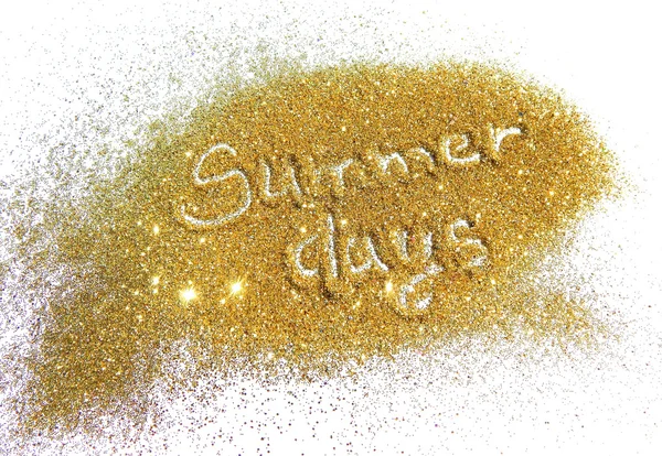 Надпись Summer Days on golden glitter sparkle on white background — стоковое фото