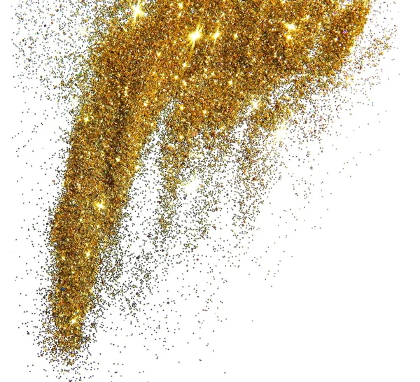 Guld glitter glitter på vit bakgrund — Stockfoto