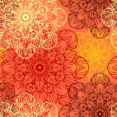 Seamless modeli. Güzel renklerde dekoratif çiçek desenli. Vektör çizim