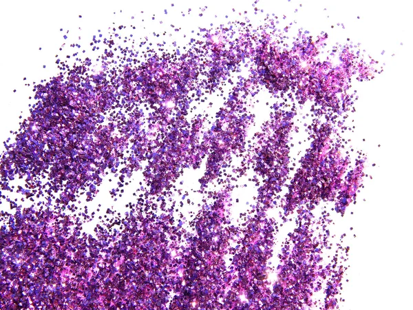 Lila glitter glitter på vit bakgrund — Stockfoto