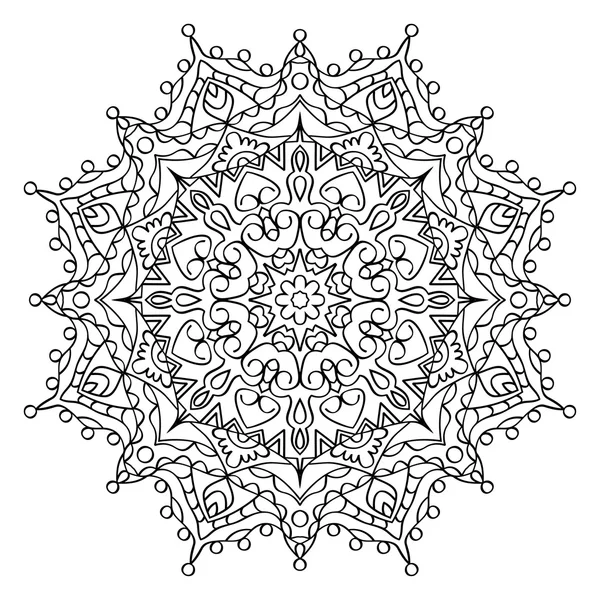 Elément ornemental décoratif. Mandala noir sur fond blanc. Illustration vectorielle — Image vectorielle