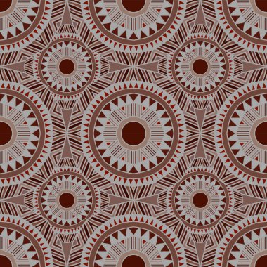 Seamless modeli. Kahverengi renklerde etnik dekoratif desen. Boho tarzı. Vektör çizim