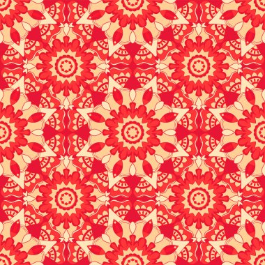 Seamless modeli. Güzel kırmızı elma ve bej renklerde dekoratif desen. Vektör çizim