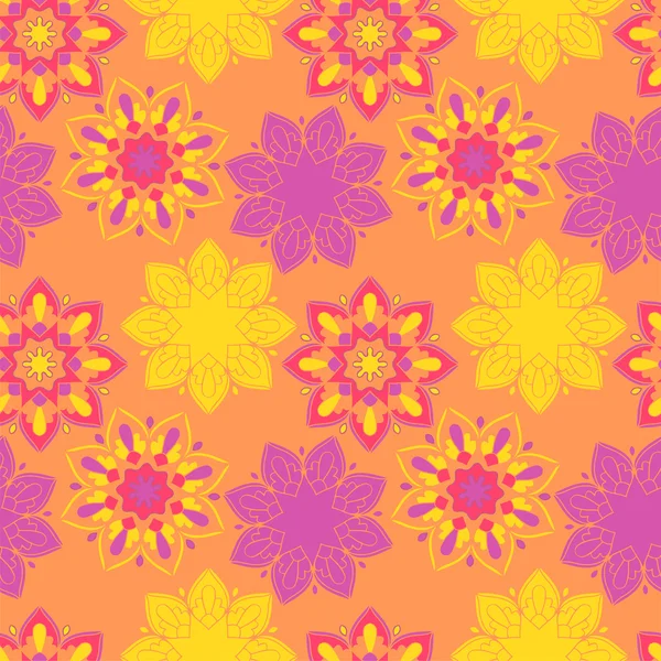 美しい明るい色で装飾用の花とのシームレスなパターン。ベクトル図 — ストックベクタ