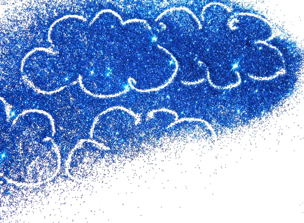 Abstract clouds of blue glitter on white background with place for your text — Stock Photo, Image