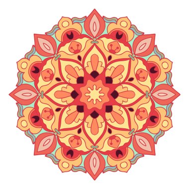Mandala güzel renklerde. Dekoratif etnik vektör süsleme. Kolay vektör düzenleyicisinde rengini değiştirebilirsiniz