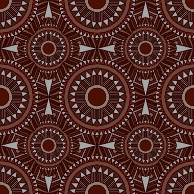Seamless modeli. Kahverengi renklerde etnik dekoratif desen. Boho tarzı. Vektör çizim