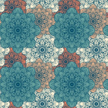 Seamless modeli. Güzel renklerde dekoratif çiçek desenli. Vektör çizim