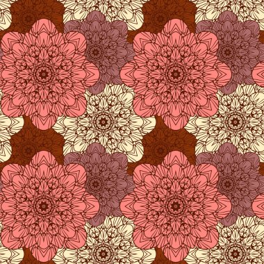 Seamless modeli. Güzel renklerde dekoratif çiçek desenli. Vektör çizim