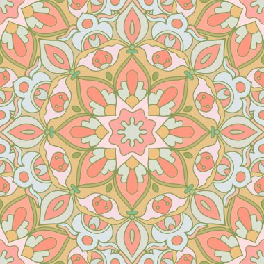 Kusursuz desen. Nazik renklerde dekoratif desen. Vektör çizimi