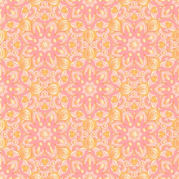 シームレス パターン。グラデーションの美しいピンクと黄金色で装飾的なパターンは。ベクトルの背景 — ストックベクタ
