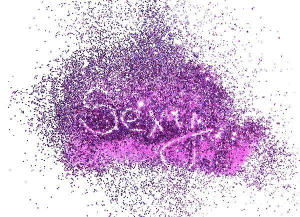 Слово Сексуальний фіолетовий блиск на білому тлі — стокове фото