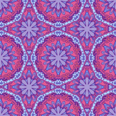 Seamless modeli. Güzel parlak renklerde dekoratif desen. Vektör çizim