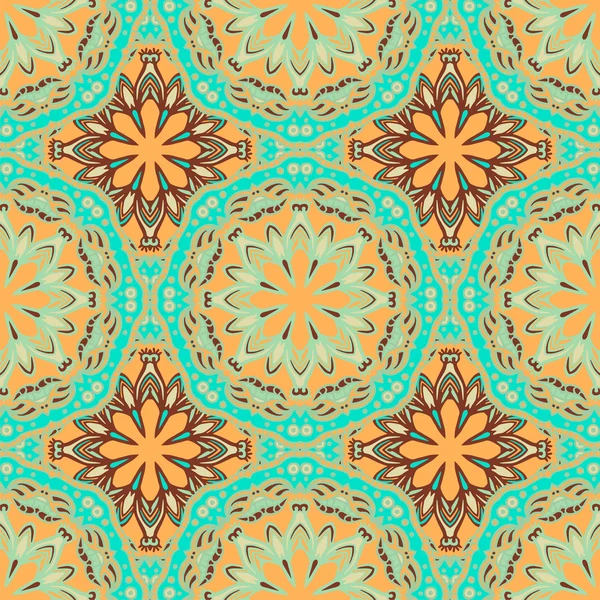 Modèle sans couture. Motif vintage décoratif avec mandalas. Fond vectoriel — Image vectorielle