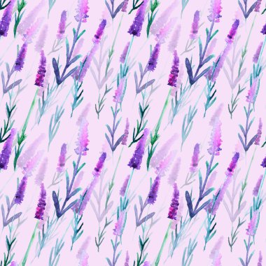 Güzel suluboya lavanta, el çizilmiş illüstrasyon, dikişsiz desen.