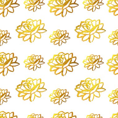 Altın çiçek el boyaması ile Seamless Modeli