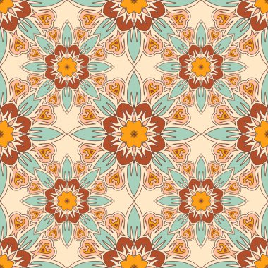 Renklerde güzel mandalalar ile Seamless modeli. Vektör arka plan