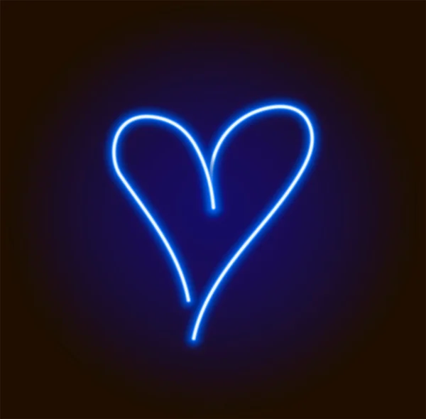 Blue neon heart on black background, the icon for your design — Stock Vector