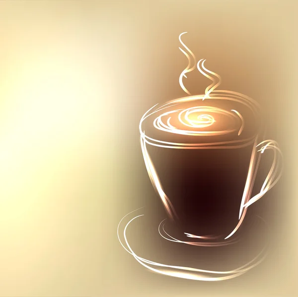 Hermosa taza de café en apetitosos colores marrones con lugar para su texto, ilustración vectorial — Vector de stock