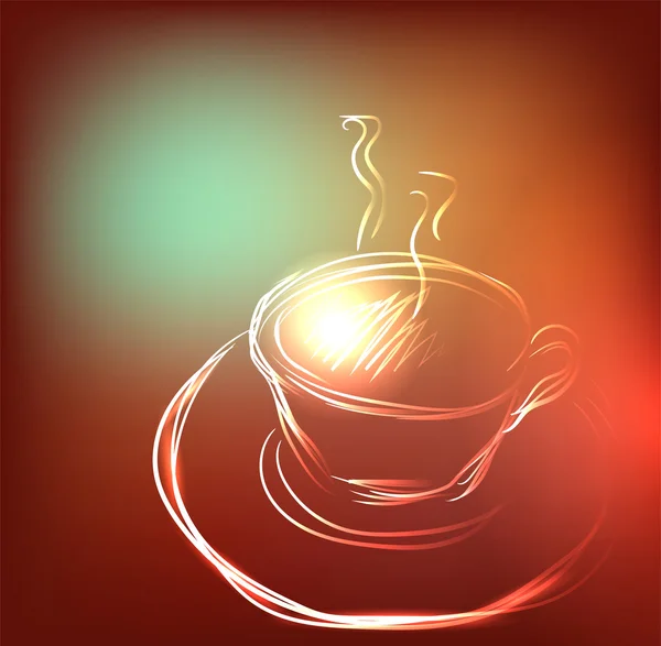 Hermosa taza de café en color marrón vintage y menta con lugar para su texto, ilustración vectorial — Vector de stock