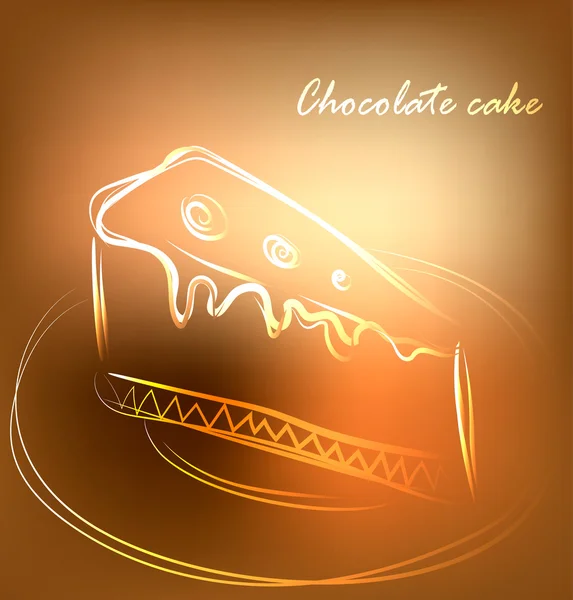 Fond avec gâteau au chocolat dessiné à la main, illustration vectorielle — Image vectorielle