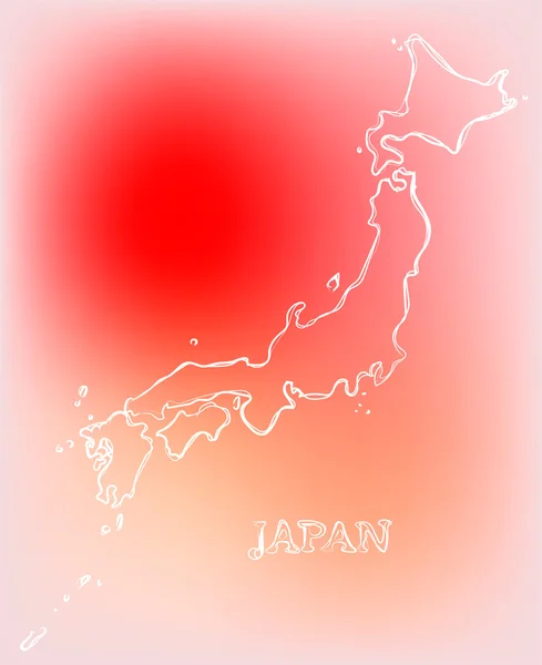 Belle carte de contour dessinée à la main du Japon, illustration vectorielle — Image vectorielle