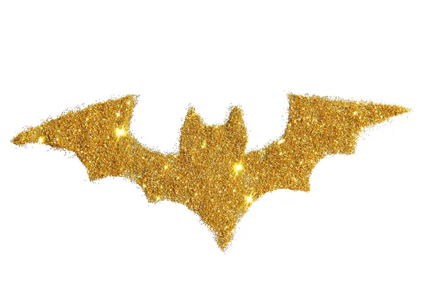 金色闪闪发光的抽象蝙蝠，节日万圣节符号 — 图库照片