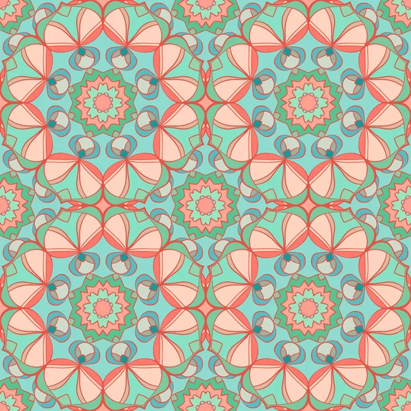 Naadloze patroon met mandala's in prachtige kleuren voor uw ontwerp. Vector achtergrond — Stockvector