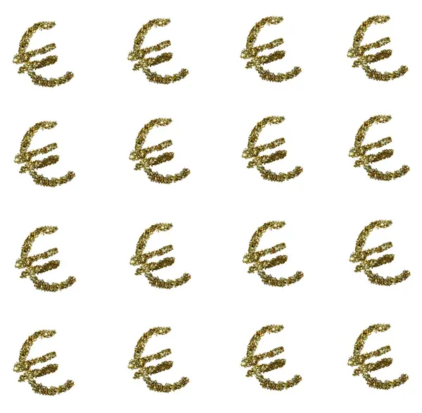 Segno euro dorato su sfondo bianco — Foto Stock