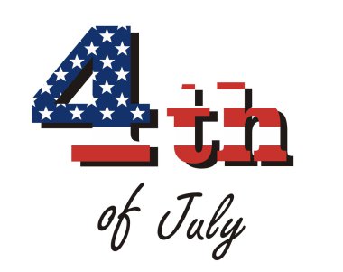 vektör yazıt Temmuz'u, Amerikan bayrağı renklerde boyanmış