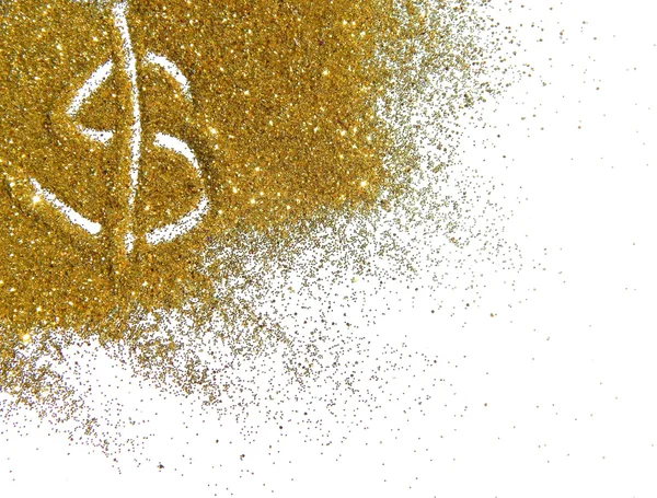 Tanda dolar emas kilau glitter pada latar belakang putih — Stok Foto