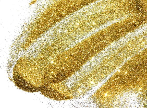 Golden glitter sparkle on white background — Stock Photo, Image