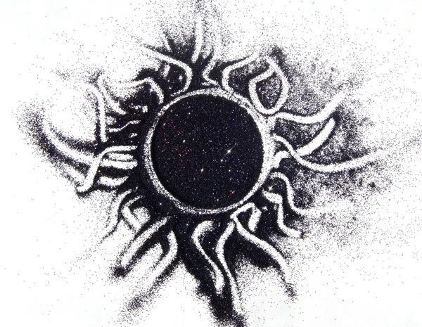 흰색 바탕에 검은 반짝이의 태양 스파클 — 스톡 사진