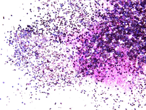 Lila glitter glitter på vit bakgrund — Stockfoto