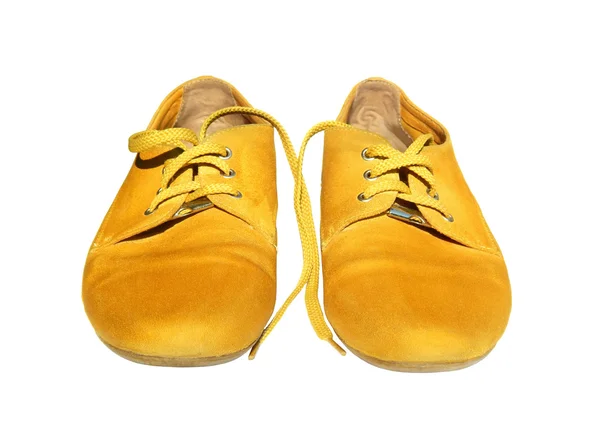 Par de zapatos amarillos sobre fondo blanco — Foto de Stock