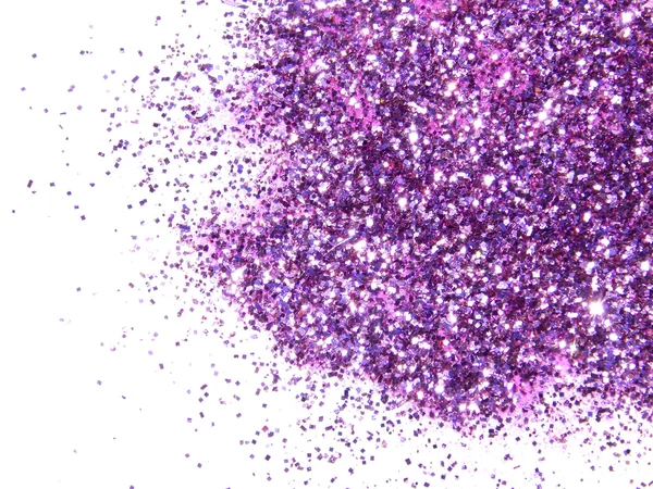 Beyaz arka plan üzerinde mor glitter pırıltı