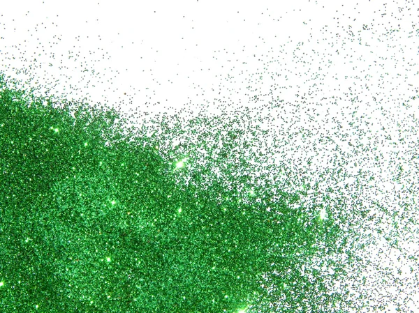 Scintillement vert paillettes sur fond blanc — Photo