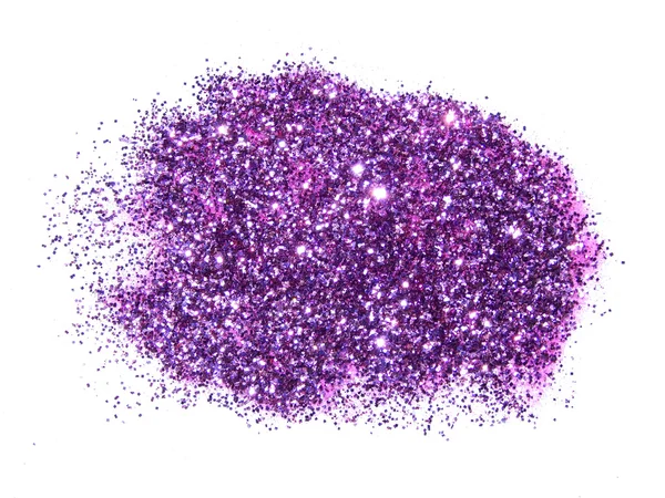 Paillettes violettes scintillent sur fond blanc — Photo