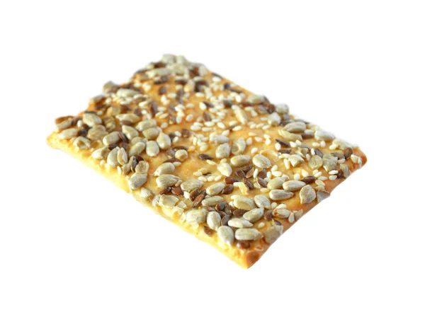 Cookies with sunflower seeds on white background — Stock Photo, Image