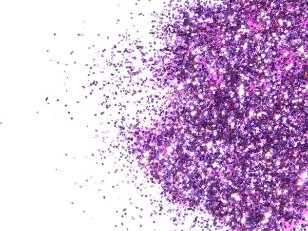 Lila glitter glitter på vit bakgrund — Stockfoto