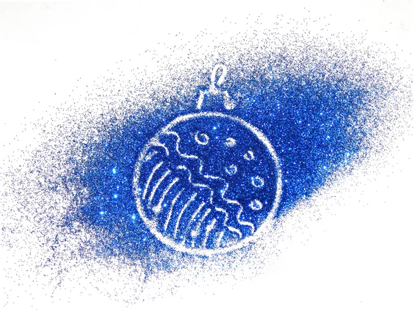Kerstmis bal van blauwe glitter sparkle op witte achtergrond — Stockfoto