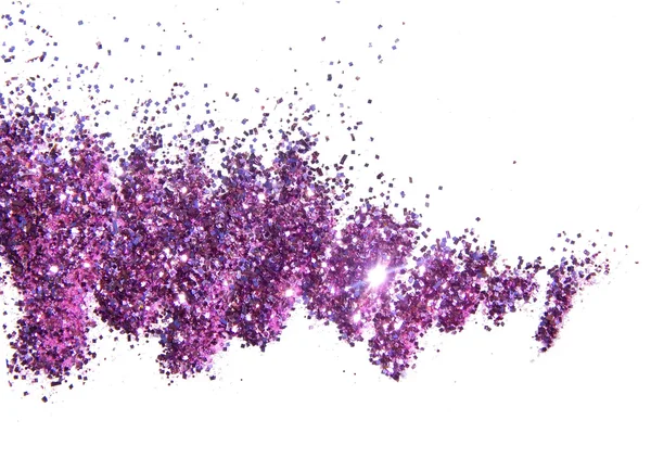 Beyaz arka plan üzerinde mor glitter pırıltı
