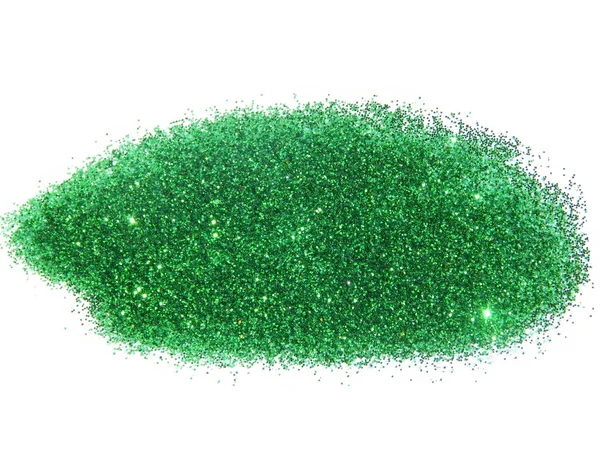 Green glitter sparkle on white background with place for your text — Stock Photo, Image