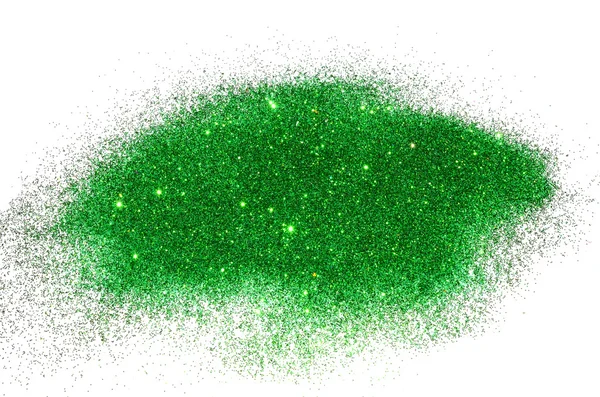 Gröna glitter glitter på vit bakgrund med plats för din text — Stockfoto