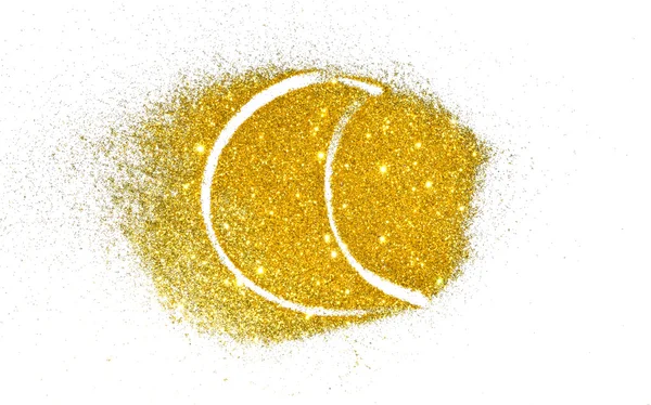 Beyaz zemin üzerine altın glitter pırıltı soyut Hilal ay — Stok fotoğraf