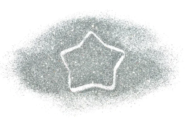 Abstract star of silver glitter sparkle on white background — Stock Photo, Image