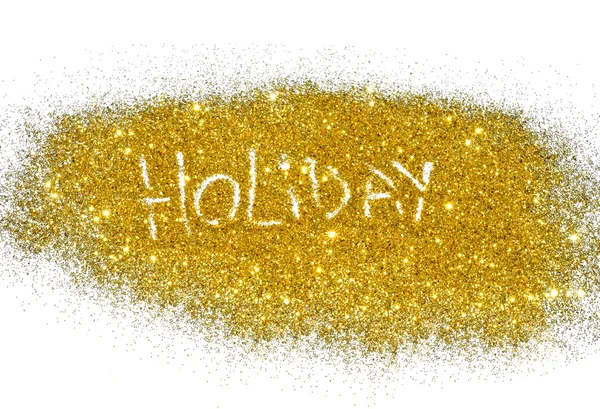 Ordet semester på golden glitter glittrar på vit bakgrund — Stockfoto